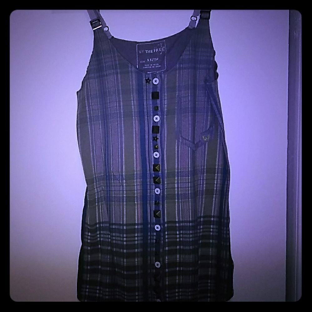Free People We the Free Plaid Tank Top Buttons - Picture 1 of 4